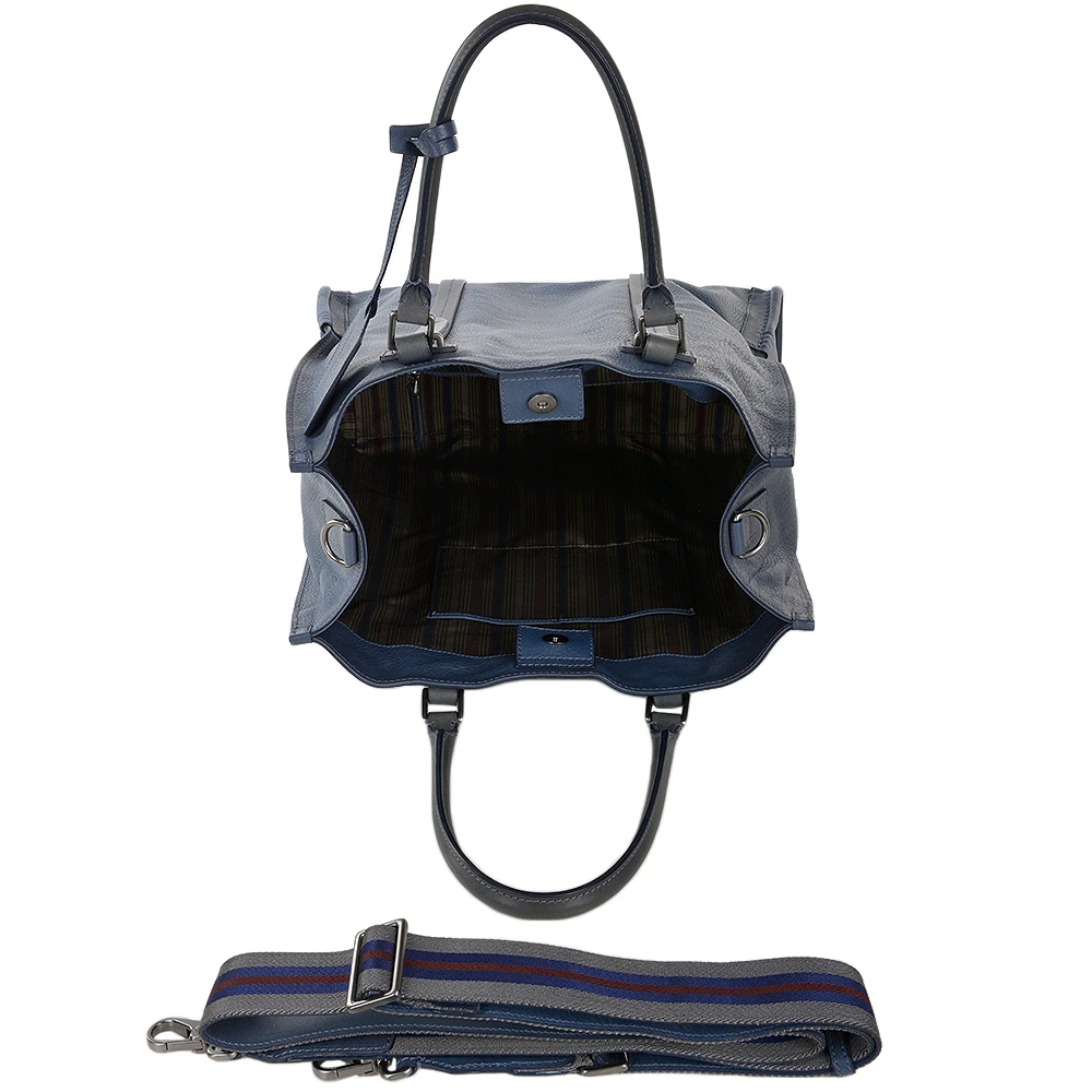 The Bridge Unisex Shopper Work Bag Blue : 00650141P 2K - Image 4