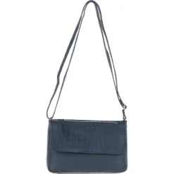 Valentina Flap Over Croc Print Real Leather Shoulder Bag Navy/croc: MC5