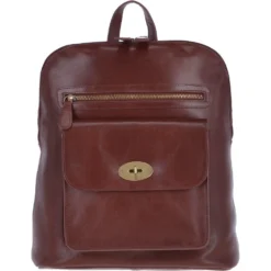 Vegetable Tanned Medium Leather Backpack Chestnut : V-28