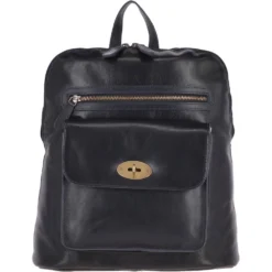 Vegetable Tanned Medium Leather Backpack Navy : V-28