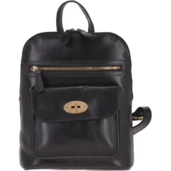 Vegetable Tanned Small Leather Backpack Black : V-25