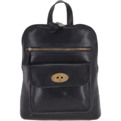 Vegetable Tanned Small Leather Backpack Navy : V-25