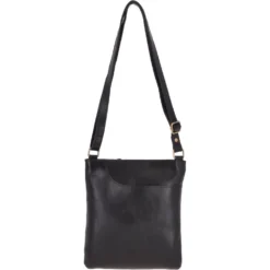 Vegetable Tanned Small Leather Cross Body Shoulder Bag Black : V-21