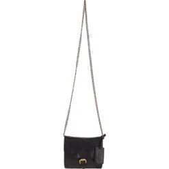 Vintage Mini Leather Cross Body Shoulder Bag With Chain Strap Black – G27