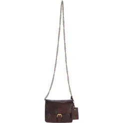 Vintage Mini Leather Cross Body Shoulder Bag With Chain Strap Brandy – G27