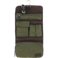 Vintage Oily Hanging Leather Wash Bag Tweed : Liam WB