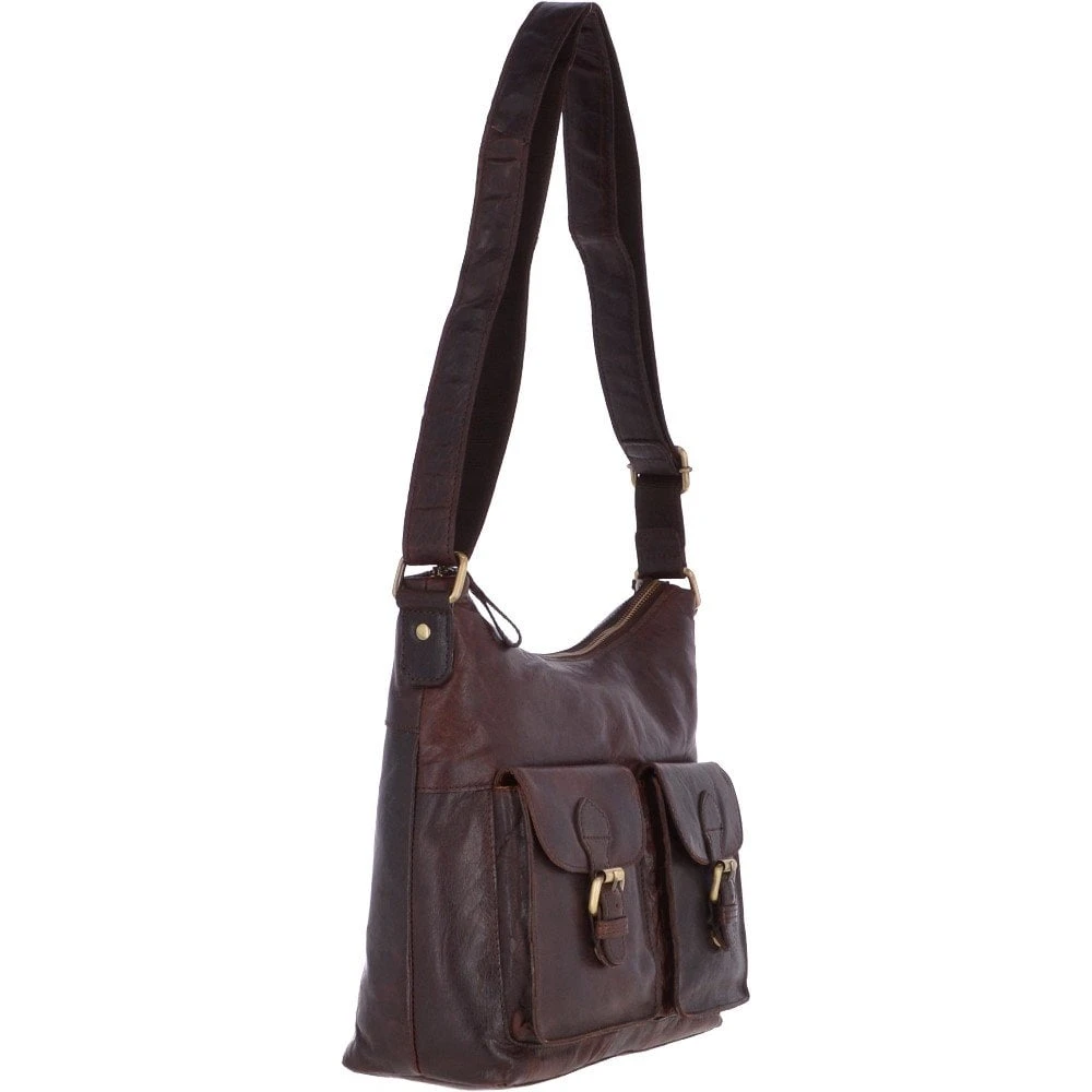 Vintage Two Pocket Leather Shoulder Bag Brandy β G21 - Image 4
