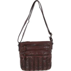 Vintage Woven Leather Crossbody Bag Brandy: D-93