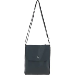 Womens Flap Over Leather Cross Body Bag Navy: Ela 1495